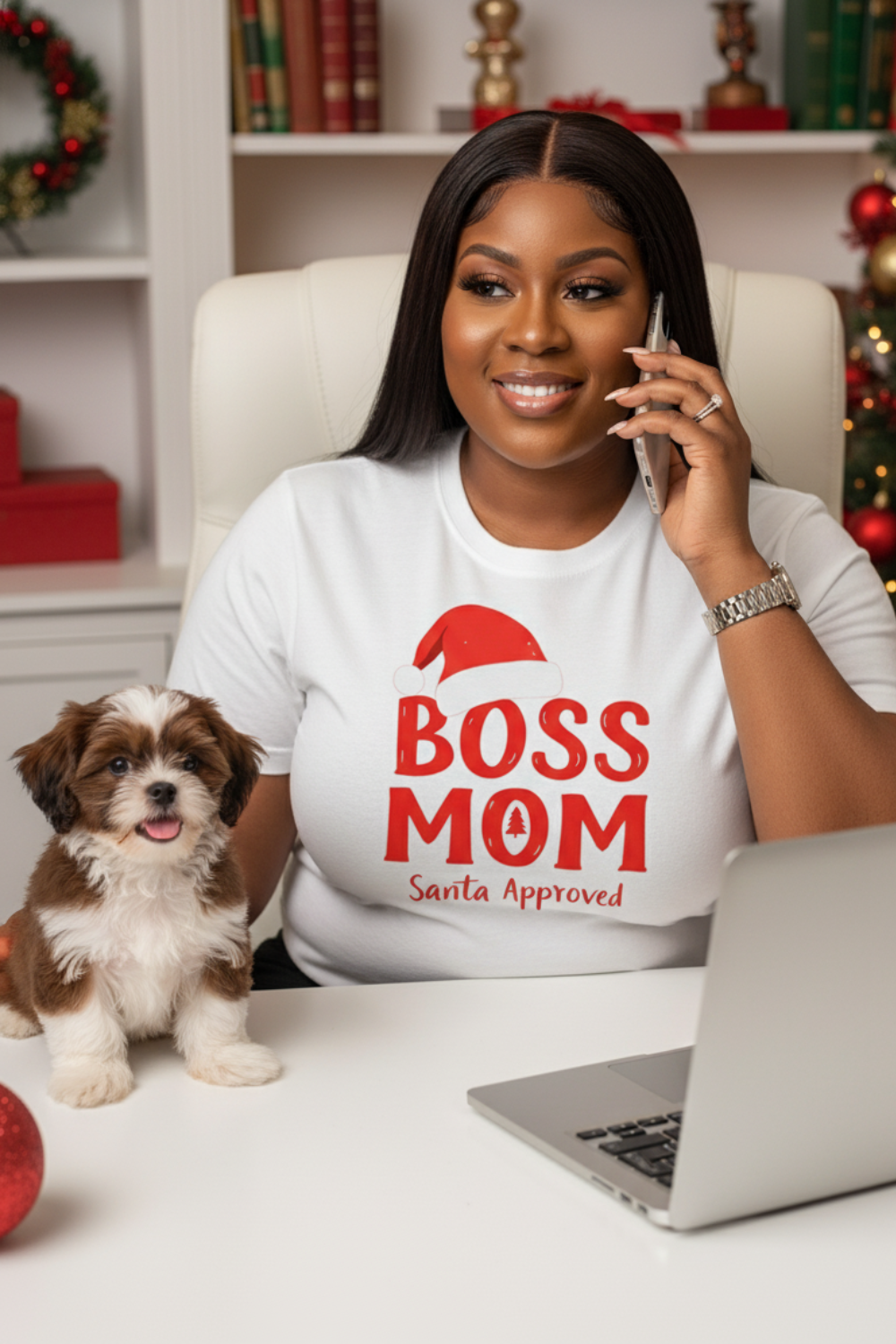 Boss Mom Santa Approved Tee | Seasonal Holiday Graphic Shirt
