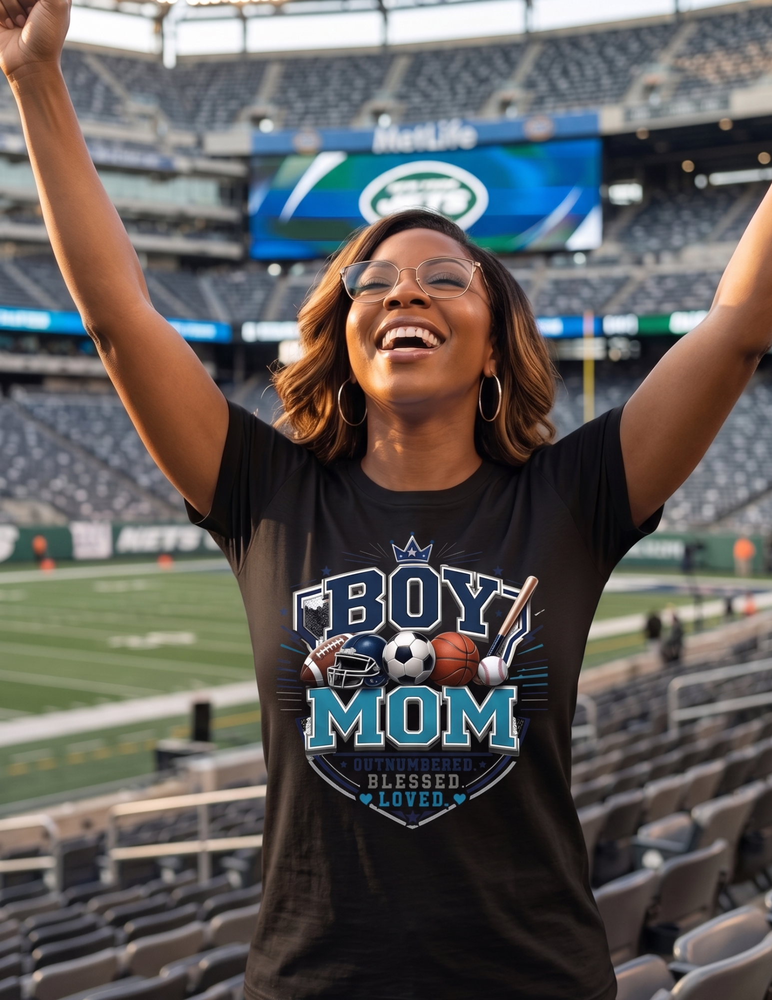 Boy Mom Blessed Loved Sports Mom Graphic Tee | Football Baseball Basketball Soccer Mom Shirt