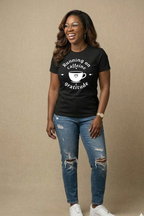 Running on Caffeine and Gratitude T-Shirt | Coffee Lover Graphic Tee for Women