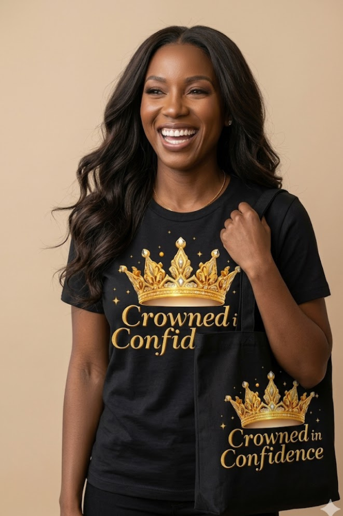 Crowned In Confidence T-Shirt | Empowering Women’s Graphic Tote