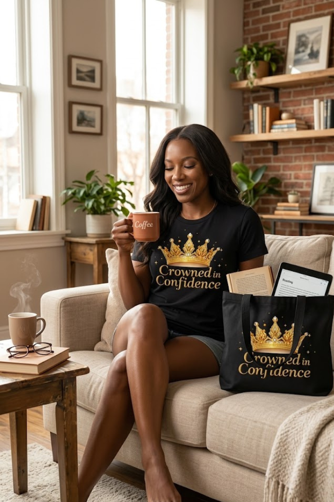 Crowned In Confidence T-Shirt | Empowering Women’s Graphic Tote