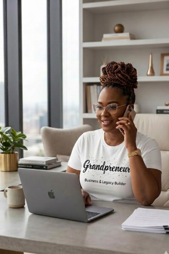 Boss Grandma T-Shirt | Empowered Grandmother Graphic Tee | Entrepreneurial & Loving Grandma Shirt: Black Writing