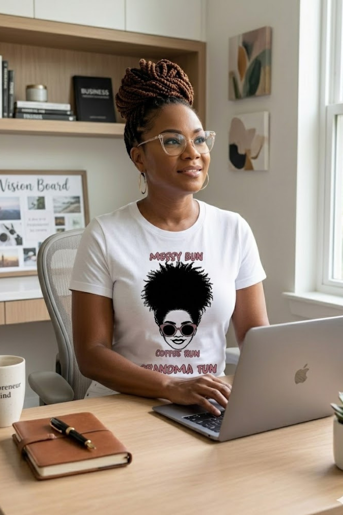 Messy Bun Coffee Run Grandma Fun Tee | Cute & Funny Grandma Shirt