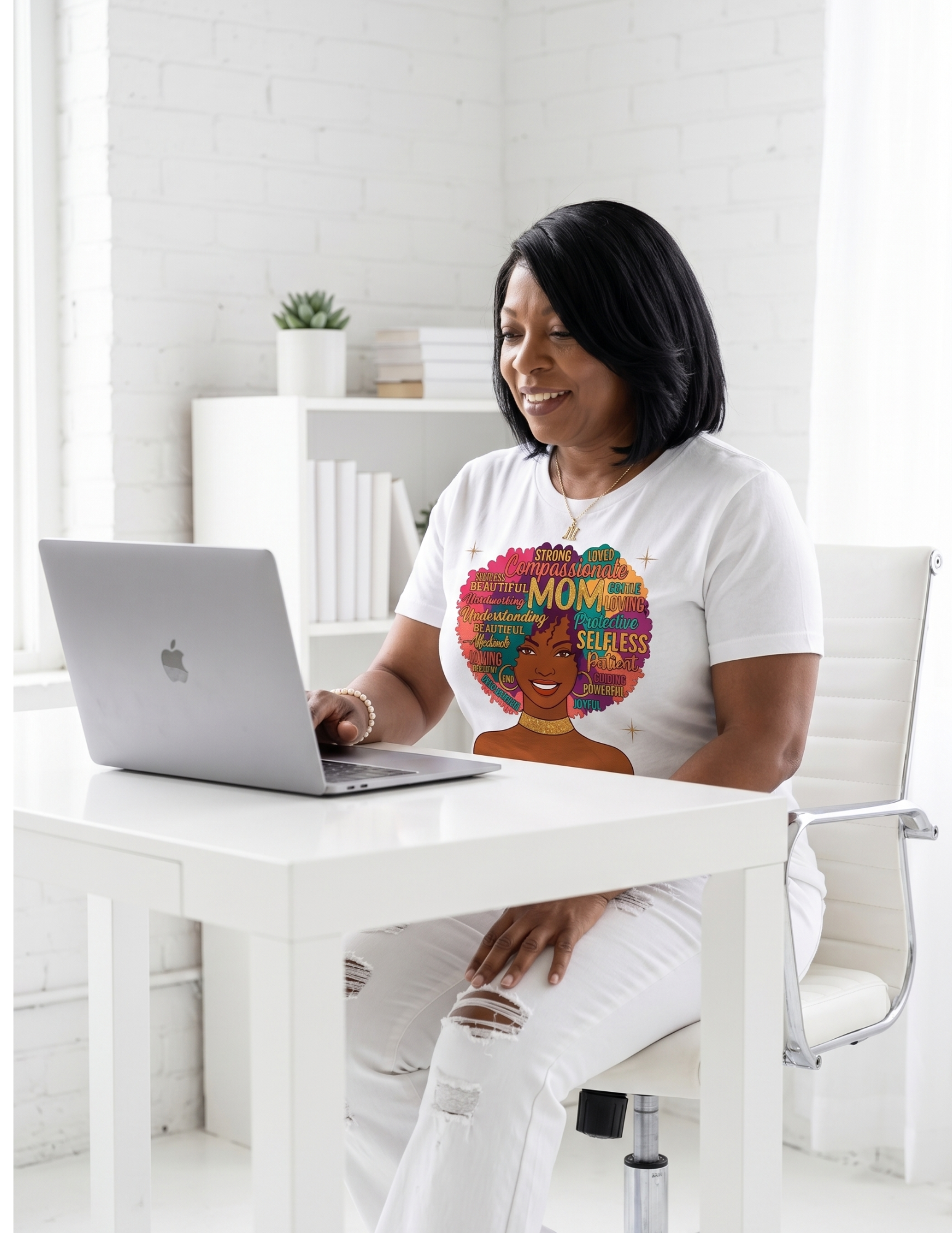 Mom Life Afro Word Art Graphic Tee | Empowered Black Motherhood Shirt | Melanin Mom Gift