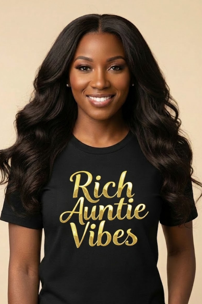 Rich Auntie Vibes T-Shirt | Empowered Aunt Graphic Tee | Boss Auntie & Entrepreneur Shirt