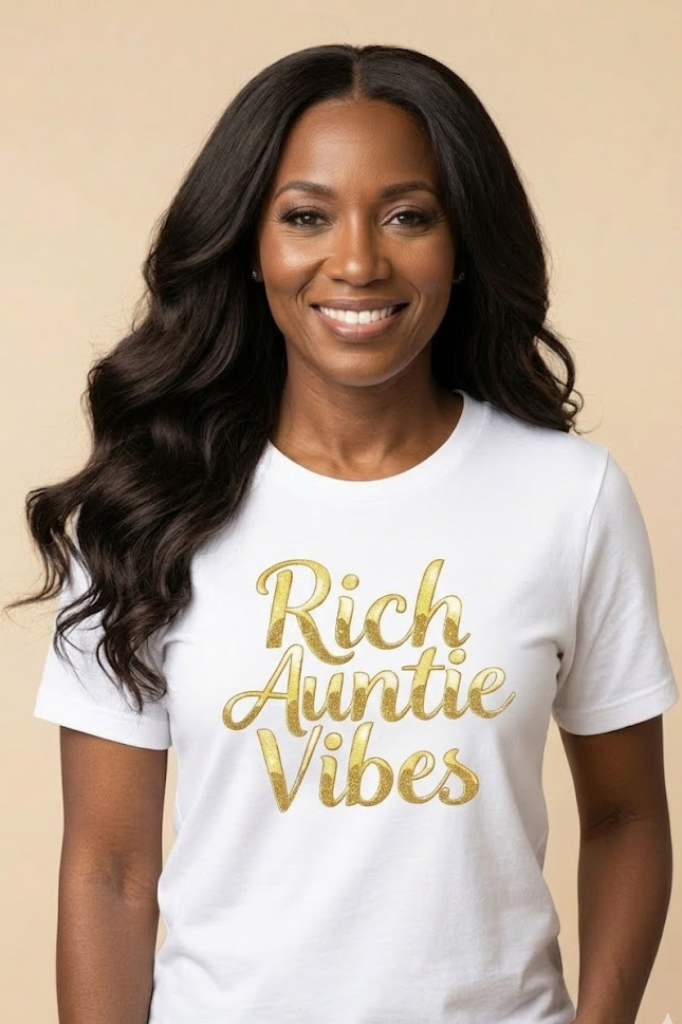 Rich Auntie Vibes T-Shirt | Empowered Aunt Graphic Tee | Boss Auntie & Entrepreneur Shirt
