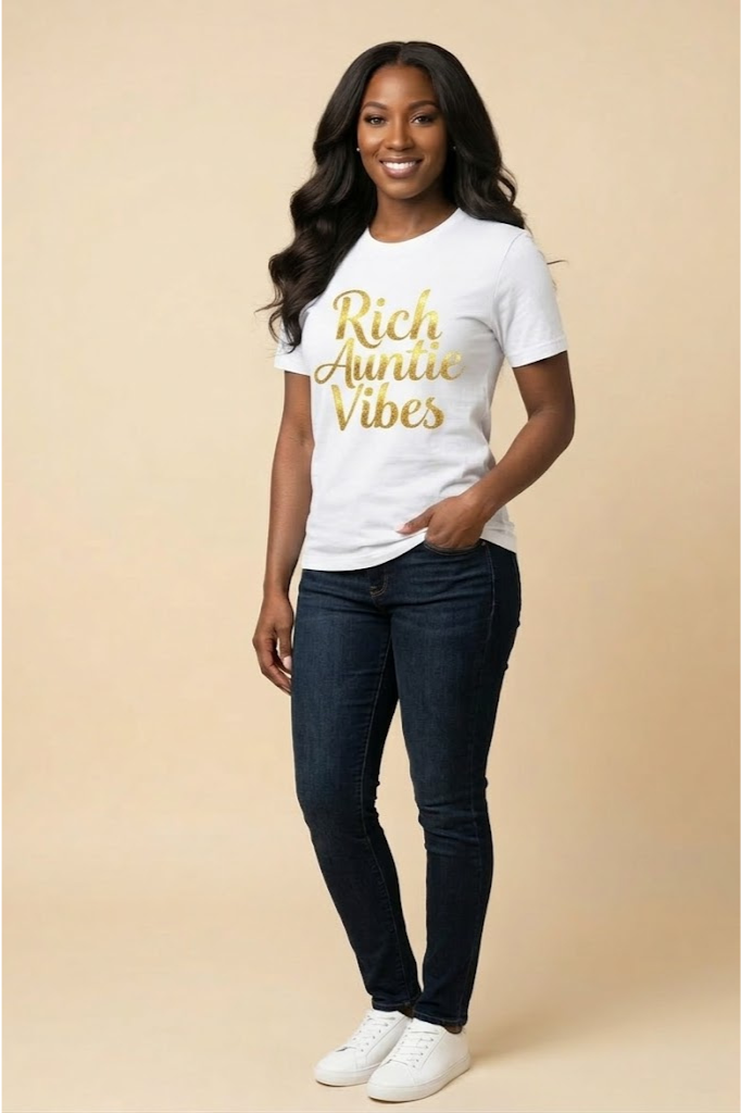Rich Auntie Vibes T-Shirt | Empowered Aunt Graphic Tee | Boss Auntie & Entrepreneur Shirt
