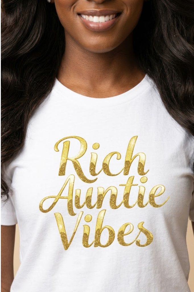 Rich Auntie Vibes T-Shirt | Empowered Aunt Graphic Tee | Boss Auntie & Entrepreneur Shirt