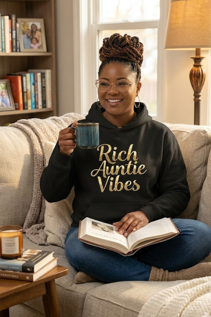 Rich Auntie Vibes Hoodie | Empowered Aunt Graphic Hoodie| Boss Auntie & Entrepreneur