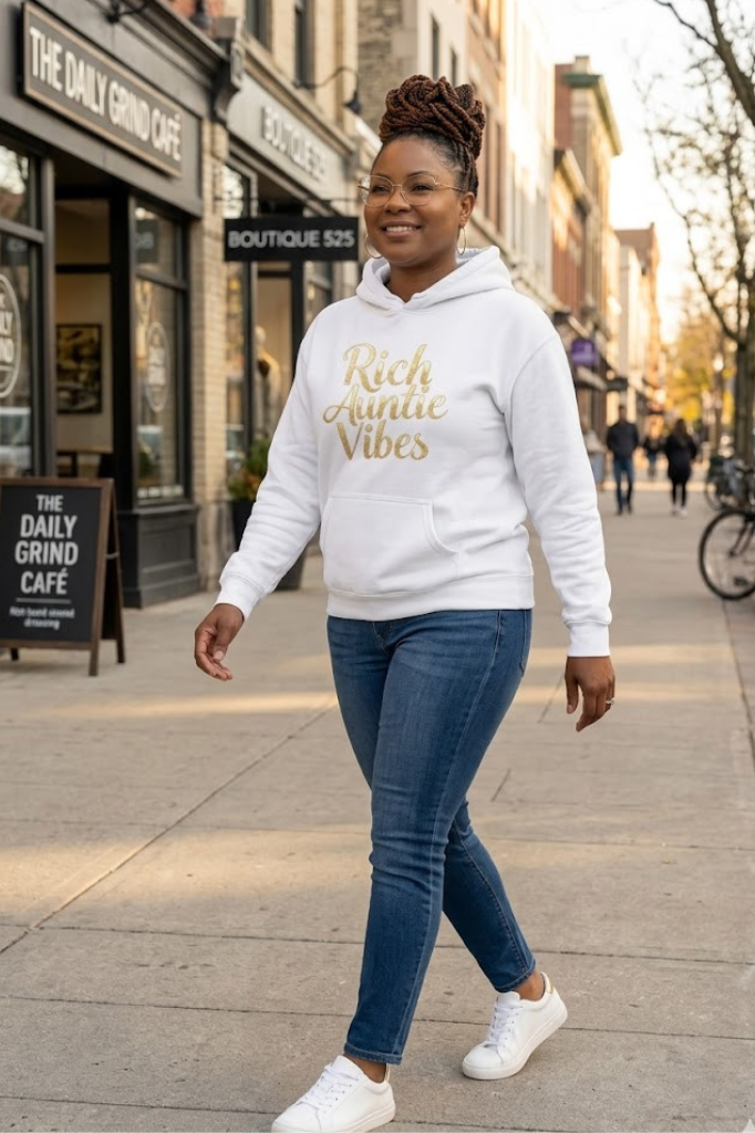 Rich Auntie Vibes Hoodie | Empowered Aunt Graphic Hoodie| Boss Auntie & Entrepreneur