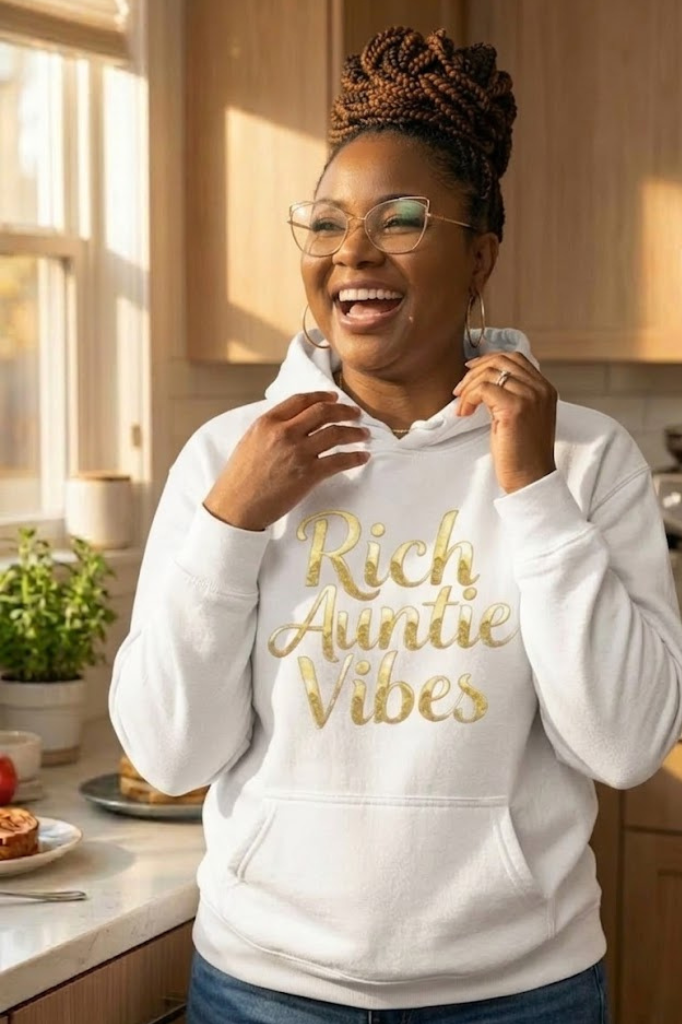 Rich Auntie Vibes Hoodie | Empowered Aunt Graphic Hoodie| Boss Auntie & Entrepreneur