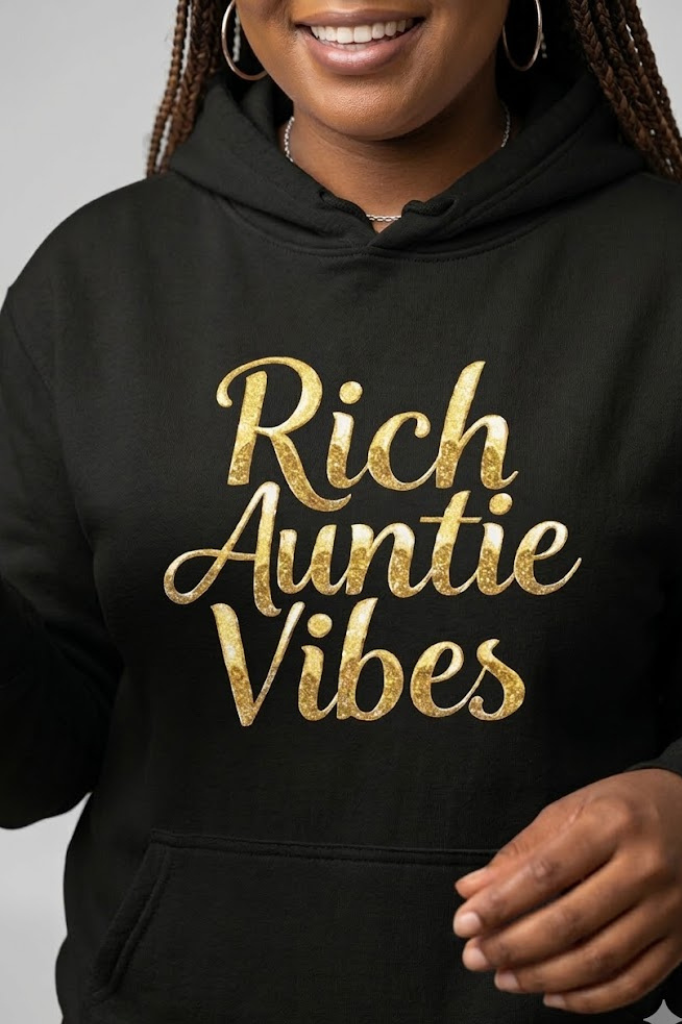 Rich Auntie Vibes Hoodie | Empowered Aunt Graphic Hoodie| Boss Auntie & Entrepreneur