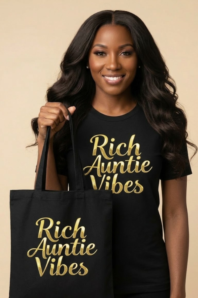 Rich Auntie Vibes Tote Bag | Organic Cotton Bag for Entrepreneurial Women | Boss Auntie Gift