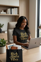 Rich Auntie Vibes Tote Bag | Organic Cotton Bag for Entrepreneurial Women | Boss Auntie Gift
