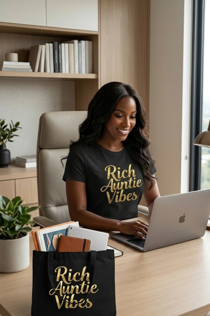 Rich Auntie Vibes Tote Bag | Organic Cotton Bag for Entrepreneurial Women | Boss Auntie Gift