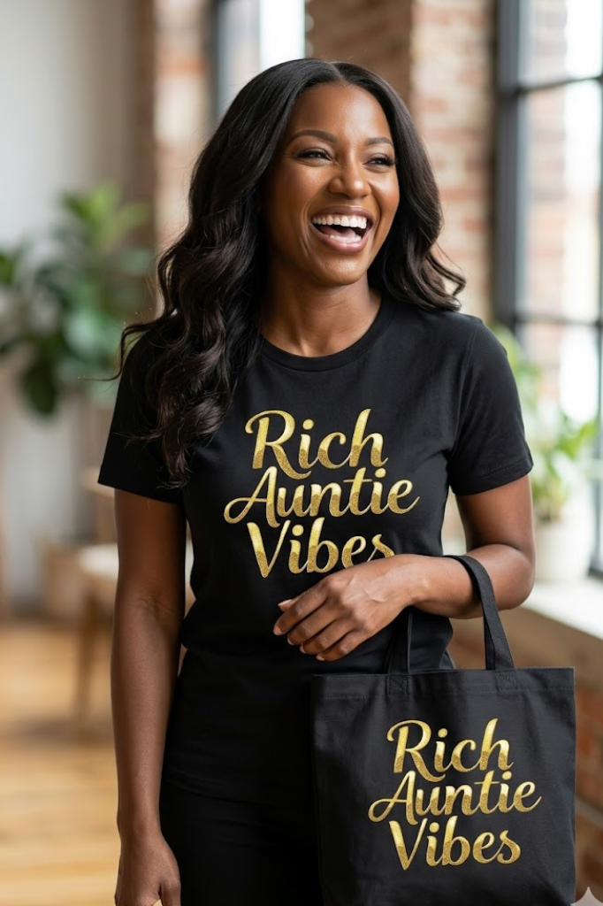 Rich Auntie Vibes Tote Bag | Organic Cotton Bag for Entrepreneurial Women | Boss Auntie Gift