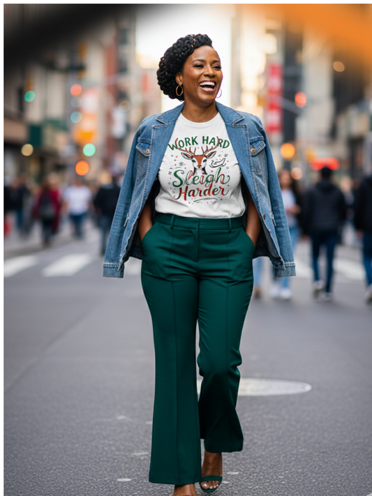 Work Hard, Sleigh Harder Tee – Motivational Unisex Shirt